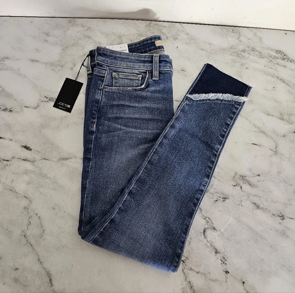 Joe's Jeans The Icon High Rise Skinny Blue Raw Hem Ankle Jeans 27 NWT - Picture 4 of 8